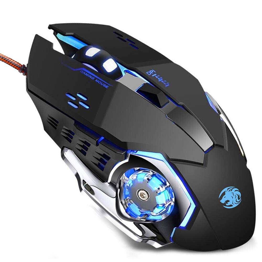 TENMOS K85 Silent Click Wired Gaming Mouse - Ergonomic USB Computer Mouse with 4 Adjustable DPI, Breathing LED Light, 6 Buttons - Compatible with PC, Laptop, Computer (Black) - Perfect for Gaming, Office, and Home Use