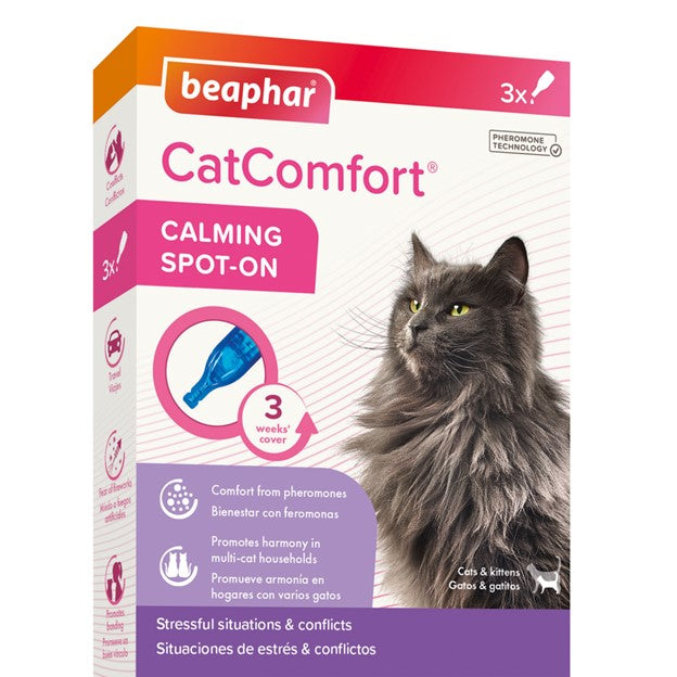 CatComfort Spot On Flea & Tick Treatment for Cats - 0.55ml x 3 Doses | Fast-Acting, Waterproof Protection | Indoor & Outdoor Use for Kittens & Adult Cats