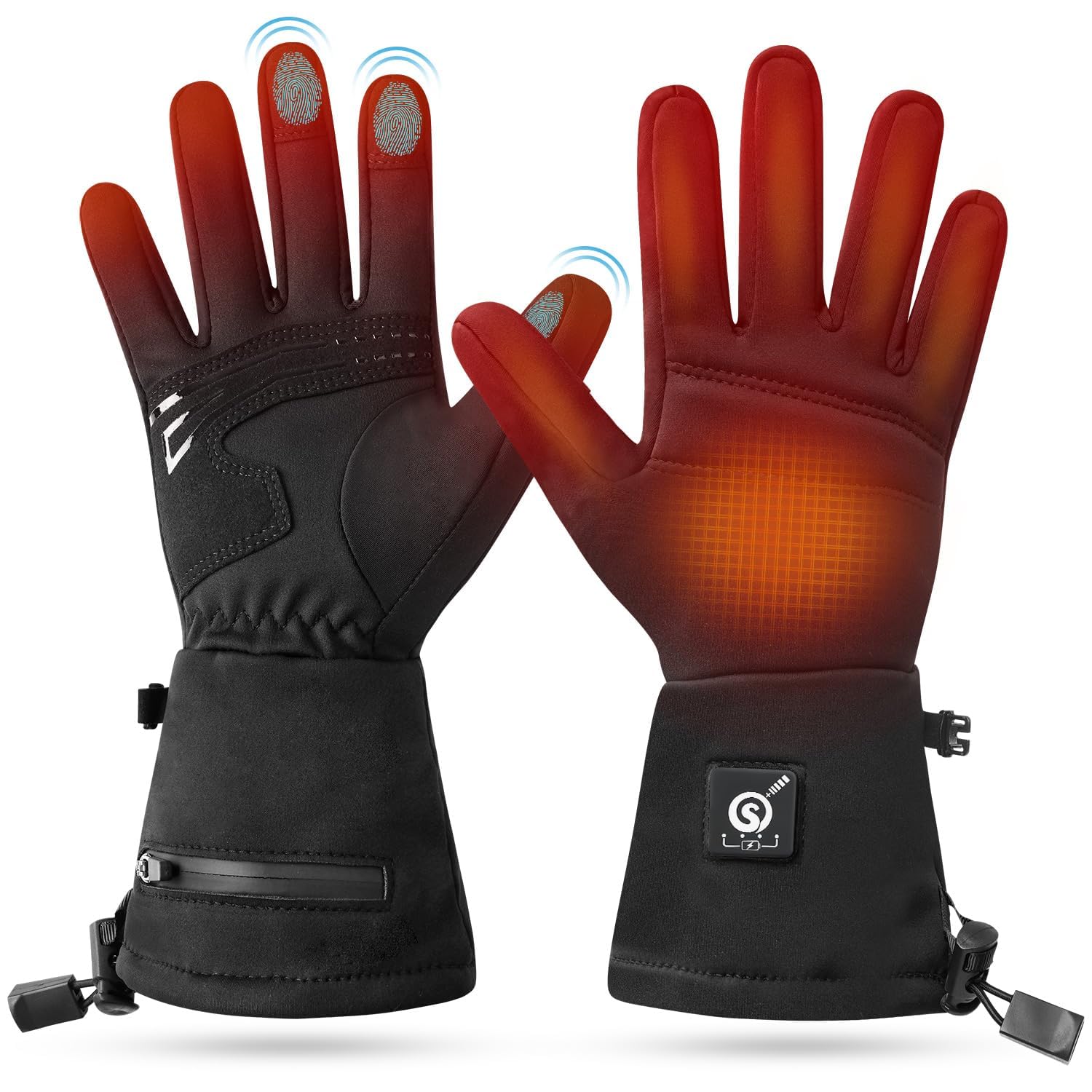 Rechargeable Battery Heated Gloves for Men & Women - Windproof Winter Glove Liners with Upgraded Heating Technology - Thin & Warm Hand Warmer for Skiing, Snowboarding, Hunting & Outdoor Activities