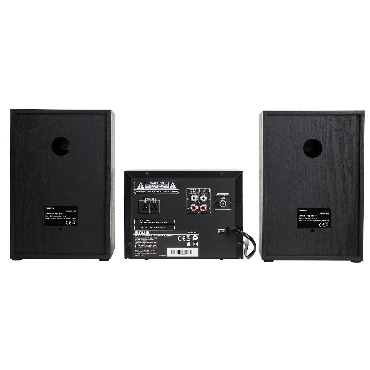 Aiwa MSBTU-300 Hi-Fi Bluetooth Micro System with CD Player, USB Port & FM Radio - Compact Home Audio for Living Room, Bedroom & Office Entertainment