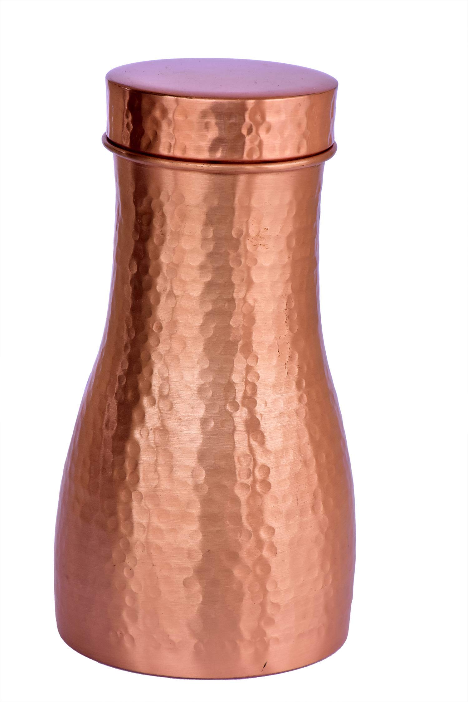 DeKulture Hammered Pure Copper Water Carafe Pitcher with Lid - 1 Liter (34 oz) Ayurvedic & Yoga Benefits, 4 x 8 Inches - Perfect for Infused Water, Lemon Water & Daily Hydration