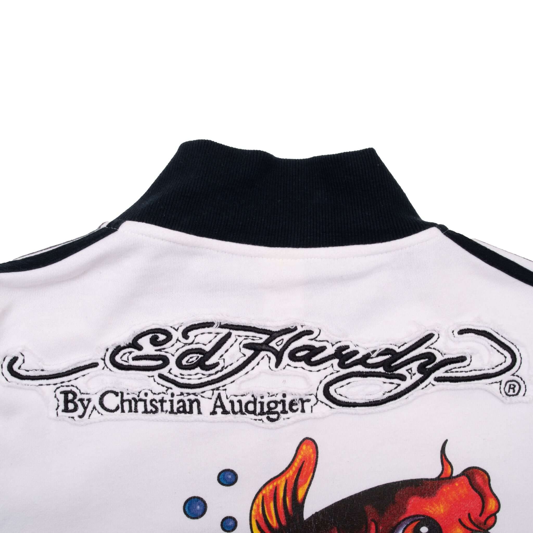 Vintage Ed Hardy Koi Fish Zip Up Sweatshirt Jacket White 2000s XL - Retro Streetwear for Men, Casual Outfit & Fashion Statement
