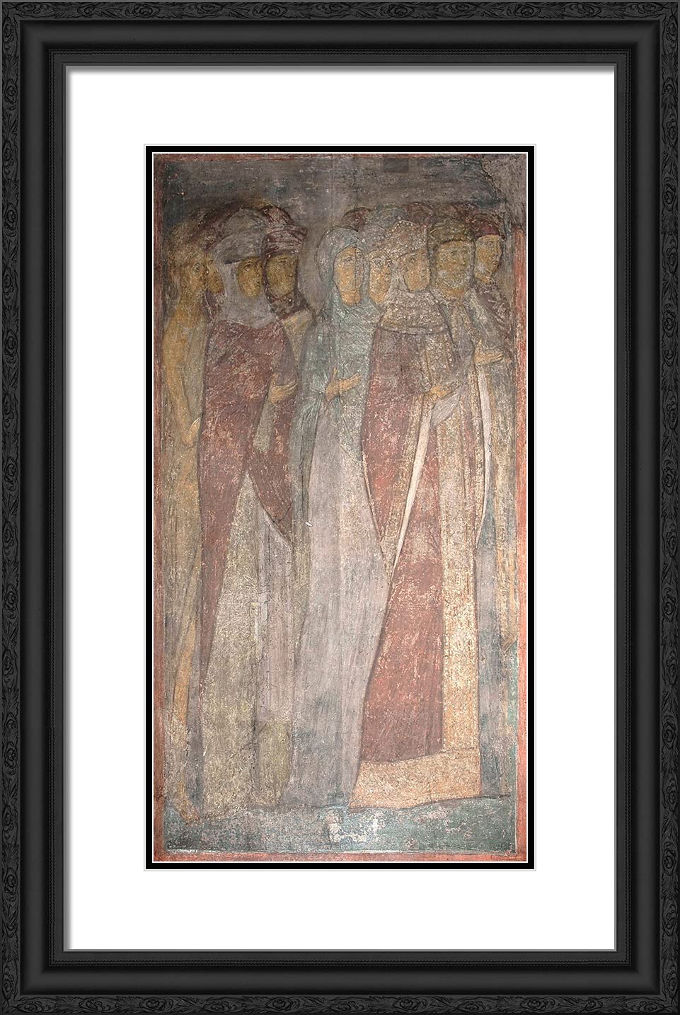 Andrei Rublev 'The Last Judgement' 17x24 Inch Black Ornate Framed Art Print with Double Matting - Faces of Righteous Woman - Perfect for Home Decor, Office Wall Art & Religious Gift