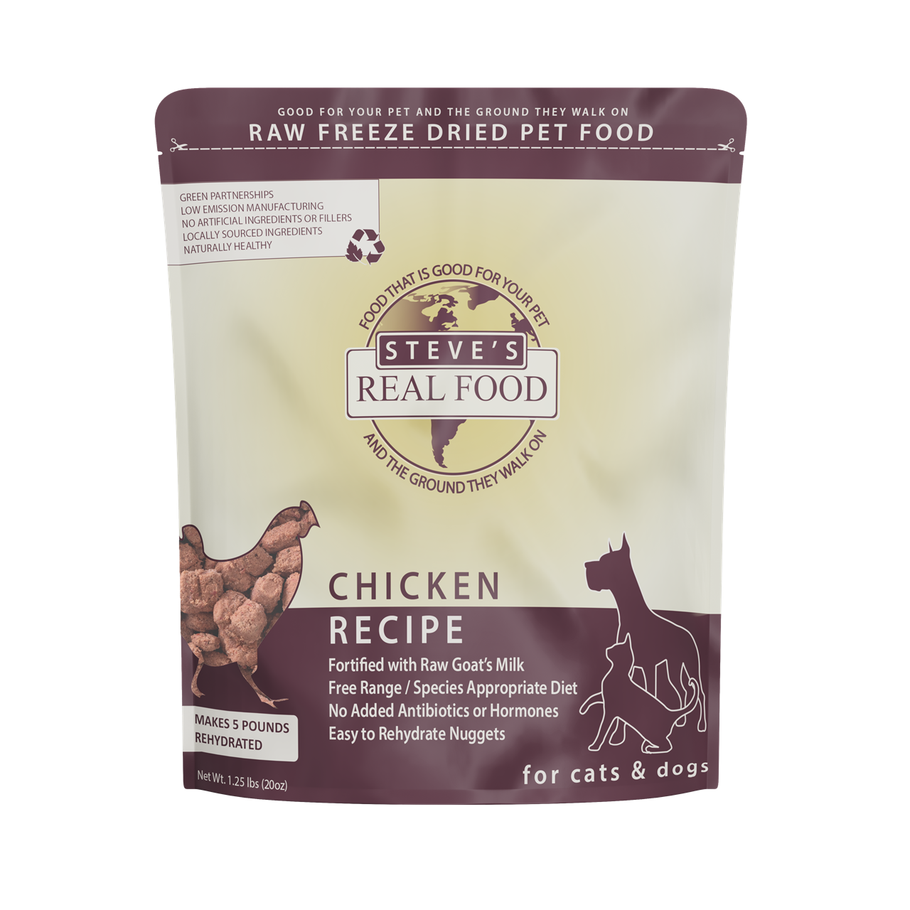 Steve's Real Food Freeze-Dried Raw Dog Food - Chicken Recipe | Grain-Free, High-Protein Dog Food for All Breeds & Ages | Perfect for Travel, Camping & Emergency Preparedness