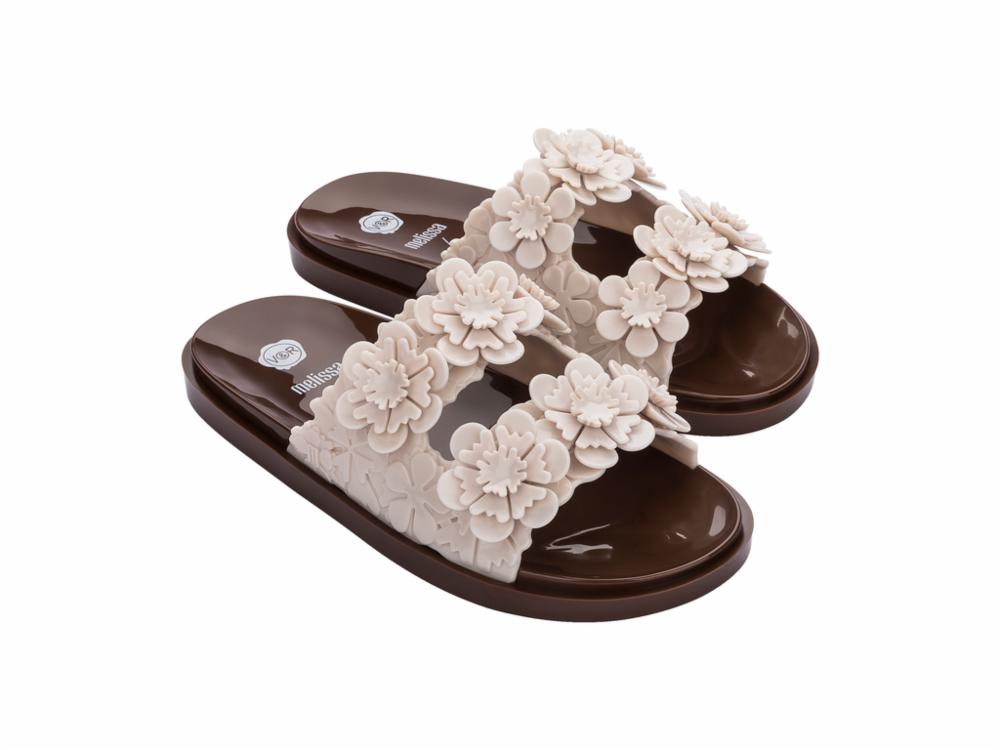 Melissa Women's 33512 Brown Leather Mule Sandals - Comfortable Slip-On Shoes for Casual Wear & Summer Outfits
