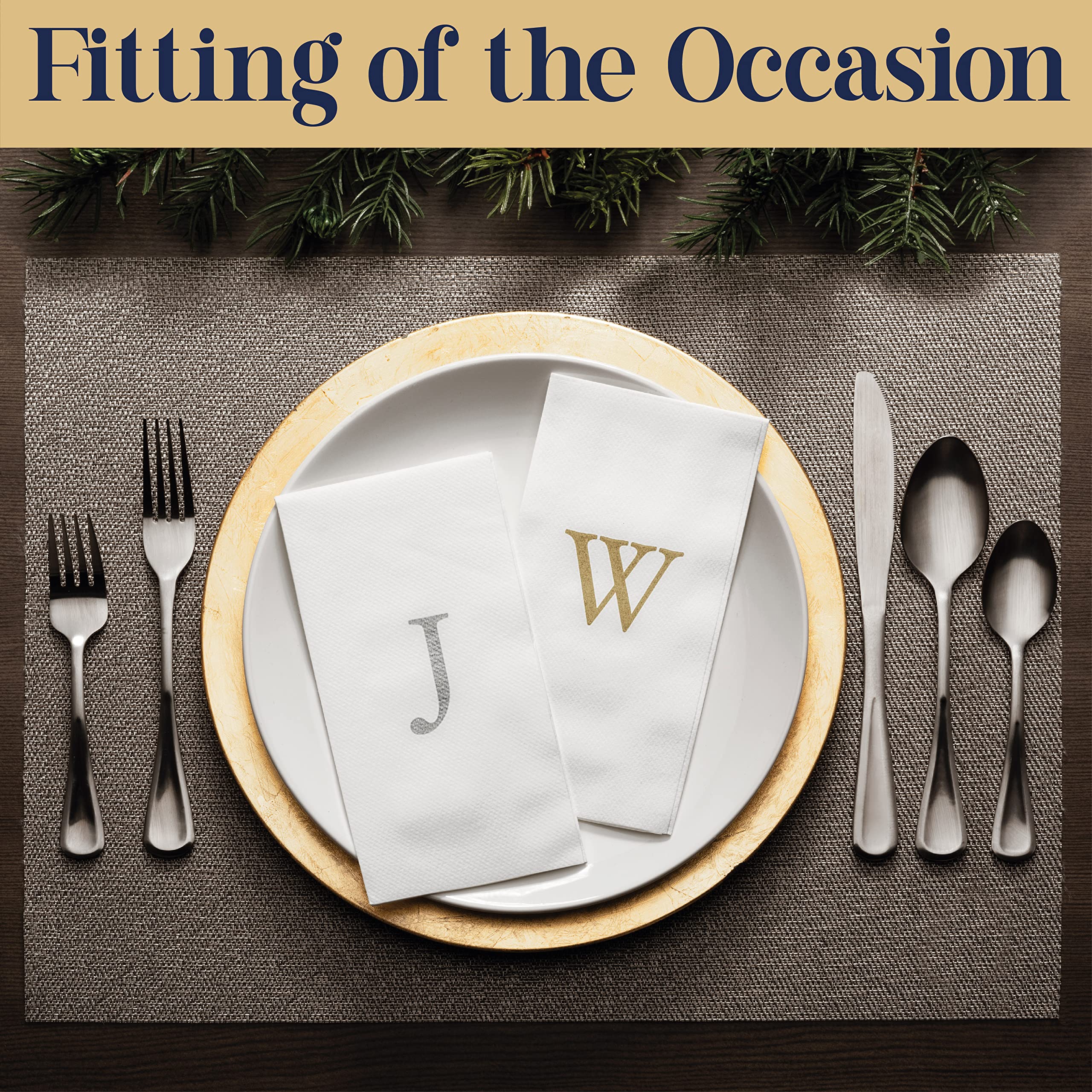 **Premium Disposable Hand Towels - Elegant Gold Monogrammed Guest Napkins - Linen-Like Bathroom Paper Towels for Weddings, Parties & Events - 25 Count (Gold C) - Perfect for Upscale Gatherings & Guest Bathrooms**