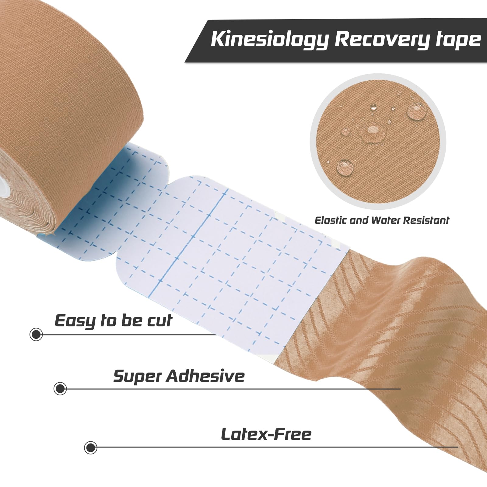 Premium Kinesiology Tape Precut 2 Rolls Pack - Athletic Sports Tape for Muscle & Joint Pain Relief - 40 Strips for Knee, Ankle, Shoulder, Back & Plantar Fasciitis Support - Latex-Free, Water-Resistant, Beige - Ideal for Athletes, Runners & Physical Therapy Recovery