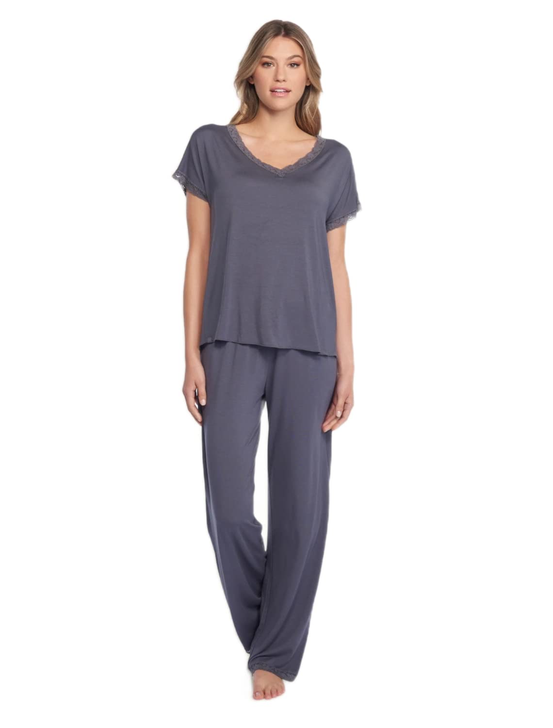 Barefoot Dreams The Luxe Milk Jersey® V-Neck Tee & Classic Pant Set - Ultra Soft Lounge Wear for Women, Comfortable Sleepwear and Cozy Home Outfit