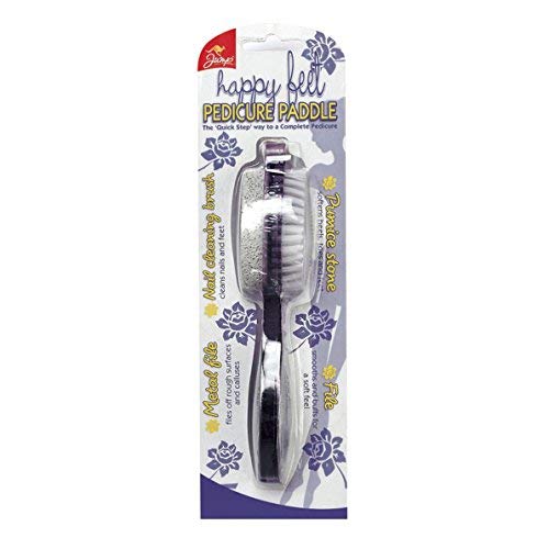 Happy Feet Pedicure Paddle Set - Professional Foot Care Kit with Nail Files, Cleaning Brush & Pumice Stone for Soft Smooth Heels - Perfect for Home Spa, Pedicures & At-Home Foot Care