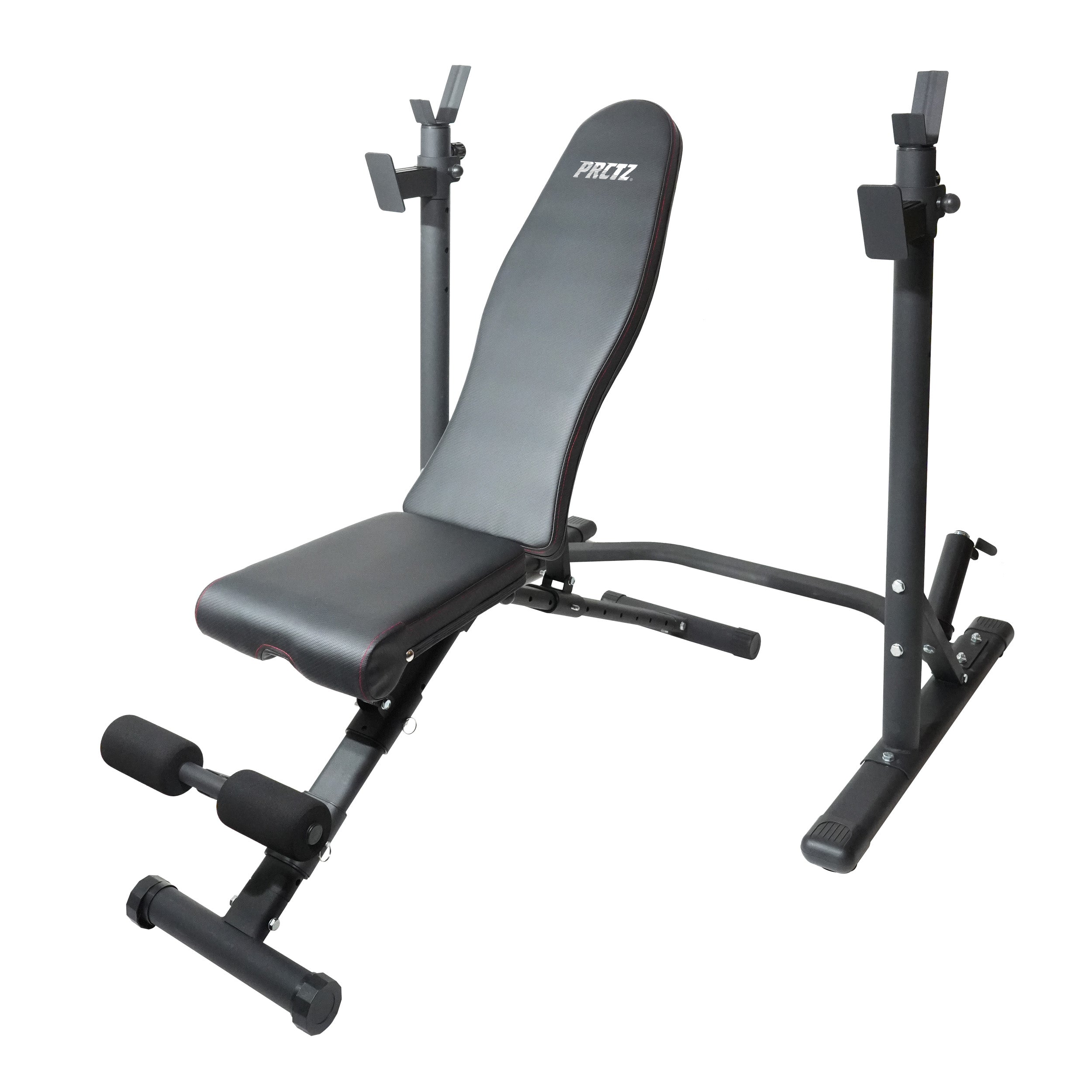 PRCTZ 2-in-1 Olympic Weight Bench with Squat Rack - Foldable Adjustable FID Workout Bench with Weight Storage - Perfect for Home Gym Strength Training & Bodybuilding Exercises