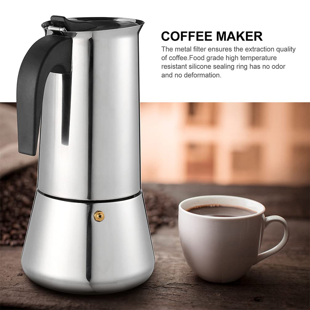 Stainless Steel Espresso Coffee Maker Pot with Holder - 1pc Durable Coffee Container & Kettle for Home, Office, and Camping Use
