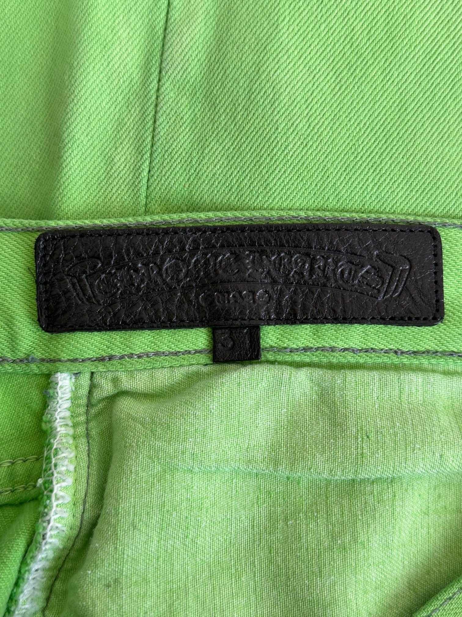 Chrome Hearts x Levi's Green & Black Cross Patch Denim Jeans for Men & Women | Vintage Style Distressed Skinny Jeans | Perfect for Streetwear, Concerts & Night Out