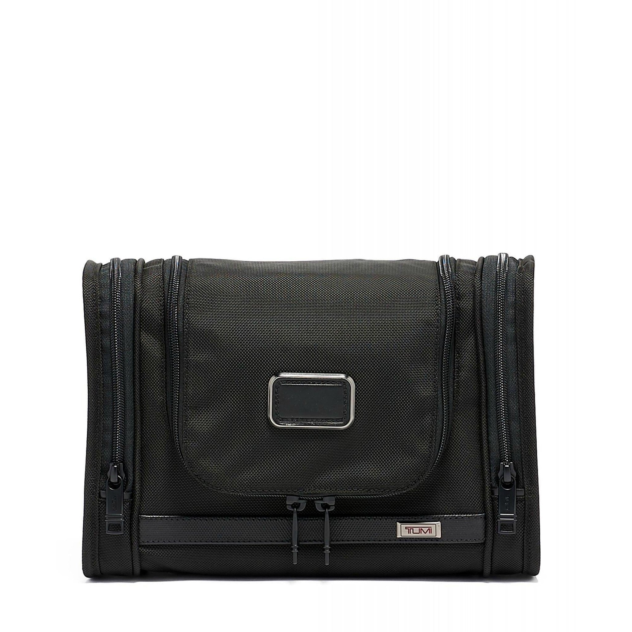TUMI Alpha 3 Hanging Travel Toiletry Bag for Men - Premium Leather Dopp Kit with Hanging Hook, Perfect for Business Travel, Gym & Weekend Getaways