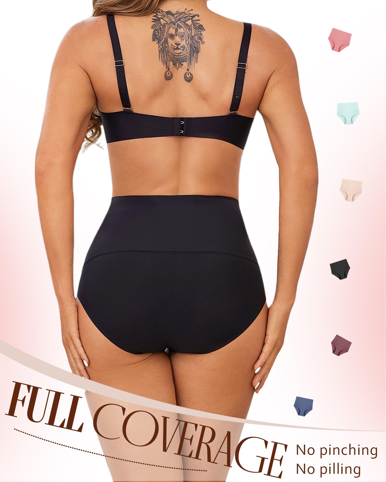 UNDER THE SEA Women's High Waisted Tummy Control Underwear - Seamless Full Coverage Briefs (4 Pack, Sizes S-XXXL) for Everyday Comfort & Shapewear Support | Perfect for Work, Yoga & Postpartum Recovery