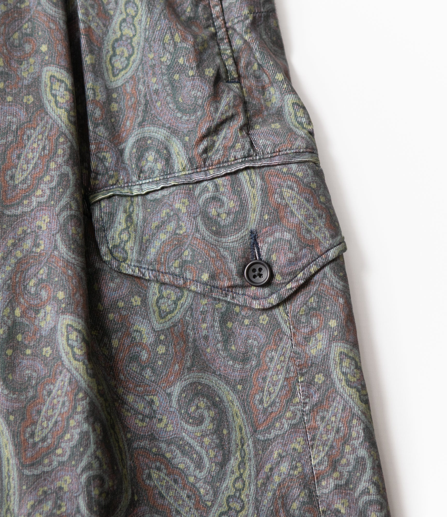 Gurkha Shorts for Men - Charcoal Paisley Print Corduroy Pants | Casual Wear, Lounge & Street Style Fashion