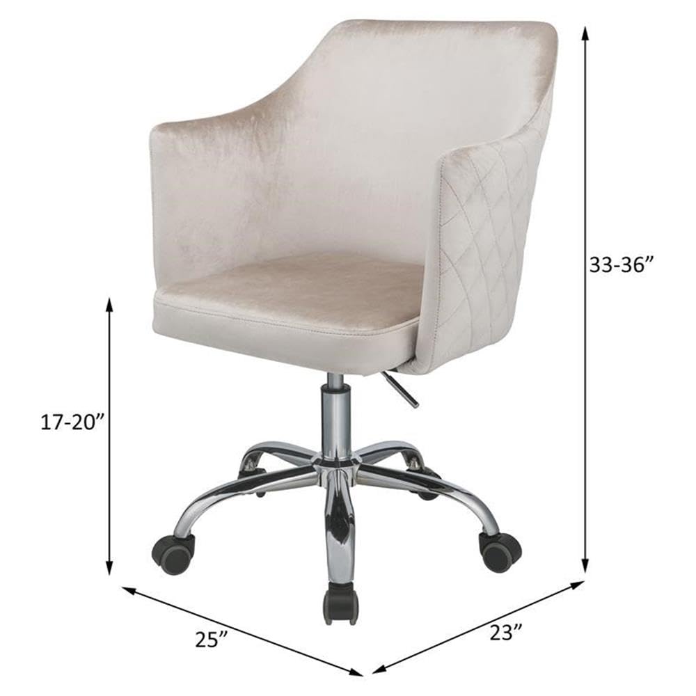 Acme Cosgair Tufted Velvet Swivel Office Chair in Champagne and Chrome - Ergonomic Desk Chair for Home Office, Gaming & Conference Rooms
