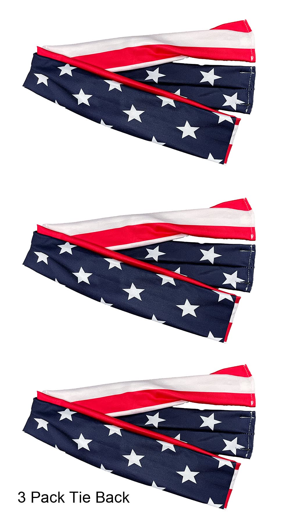 USA Flag Headbands for Women & Men - Patriotic American Flag Head Wraps & Tie Headbands - Breathable Workout Headbands for Running, Gym, Training - Pack of 1 or 3 - Perfect for 4th of July, Sports Events & Outdoor Activities