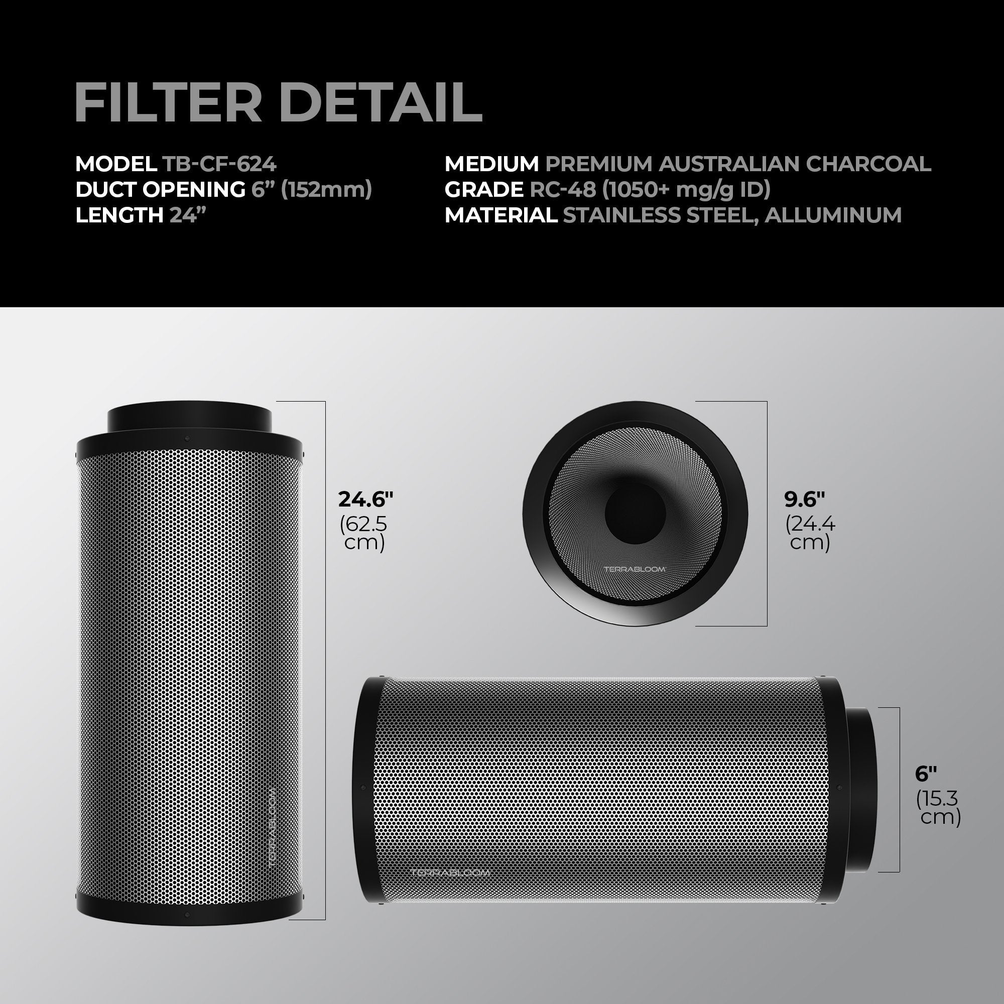 TerraBloom 6 Inch Air Filter 24