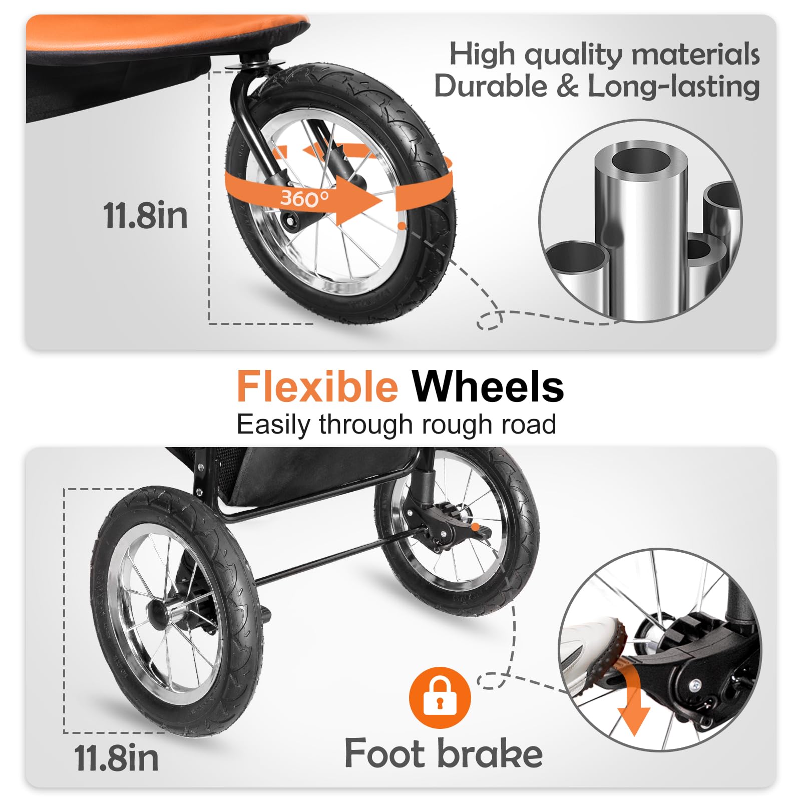 3-in-1 Dog Stroller for Medium & Small Pets - Lightweight Pet Carrier with Zipperless Entry, Jogging Tires & Storage Basket | Perfect for Cats & Small Dogs | Ideal for Walking, Jogging, Park Visits & Vet Trips