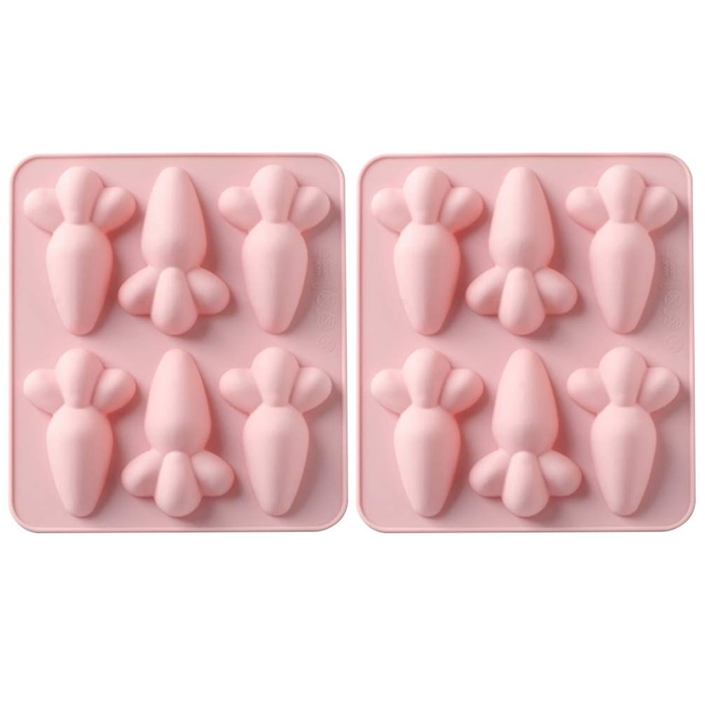 PRETYZOOM 2-Piece Carrot-Shaped Silicone Fondant Molds - 6-Cavity Easter Cupcake, Chocolate & Cake Decorating Tools | Reusable Baking Molds for Easter Desserts, Party Treats & Holiday Baking
