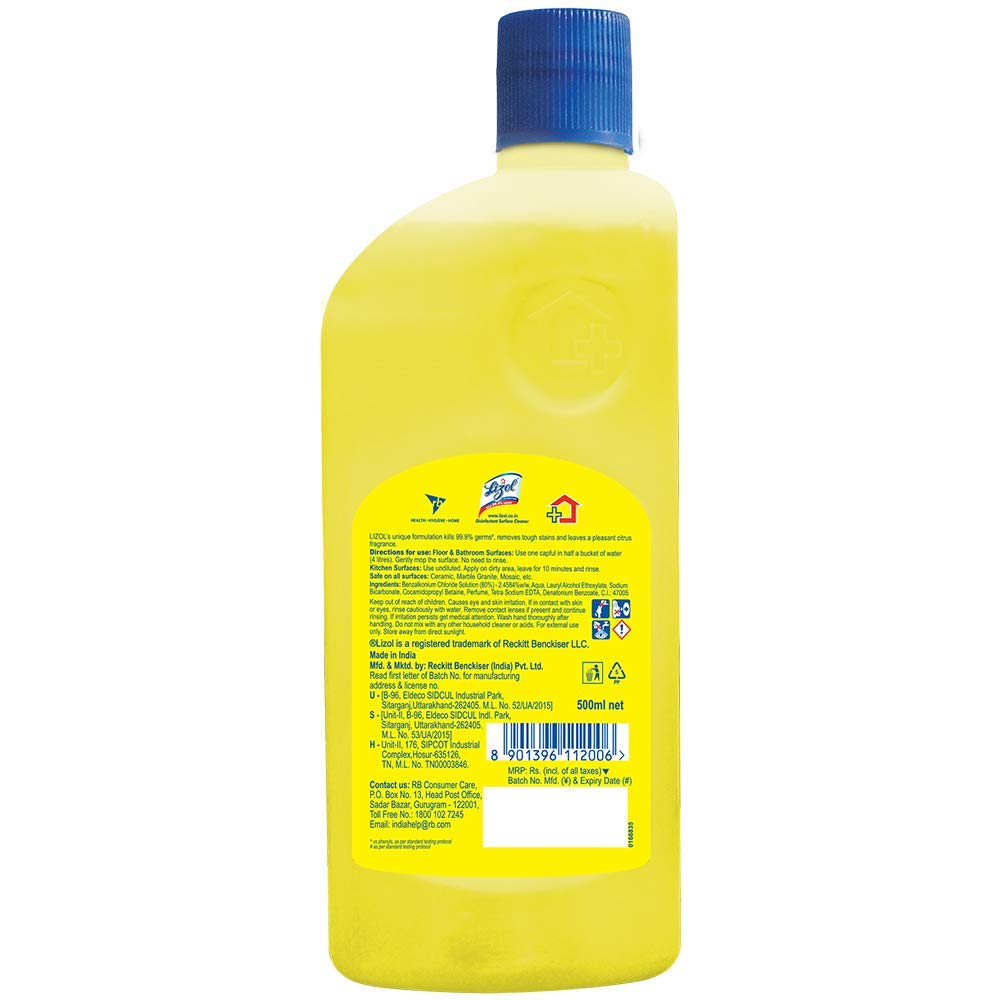 Lizol Disinfectant Surface & Floor Cleaner, Citrus Scent - 975ml & Harpic Powerplus Toilet Cleaner, Rose Fragrance - 1L | Multi-Purpose Cleaning for Kitchen, Bathroom & Floors | Kills 99.9% Germs
