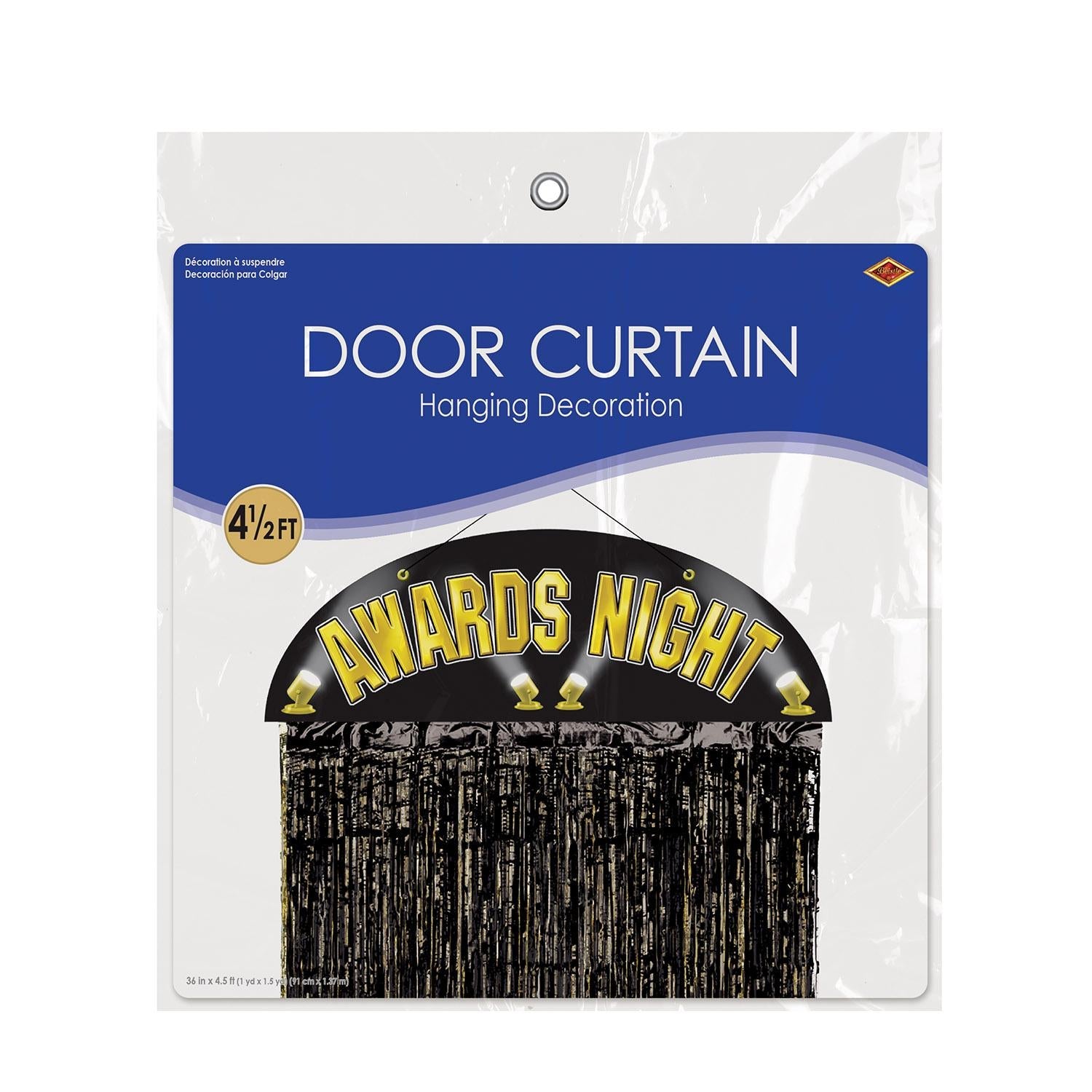 12 Pack Beistle Awards Night Party Door Curtain - Gold & Black Glitter Celebration Decor for Graduation, Prom, Homecoming - Perfect for Party Entrance, Photo Booth Backdrop, Event Decorations