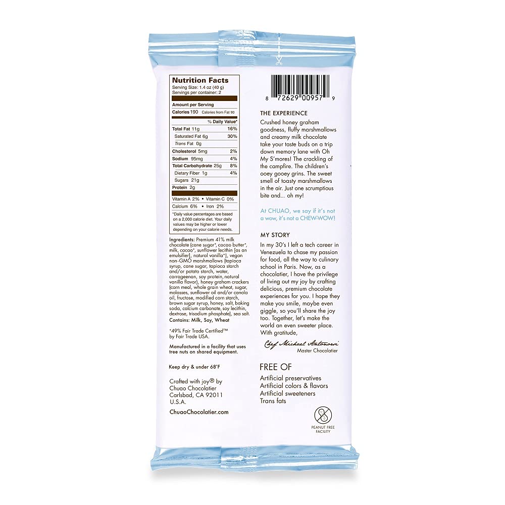 Chuao Chocolatier Oh My S'mores Gourmet Milk Chocolate Bars - 10 Pack | Artisan European Chocolate, No Preservatives | Perfect for Gift Baskets, Christmas, Valentine's Day, Birthday Gifts for Women & Men | Enjoy at Campfires, Parties & Cozy Nights