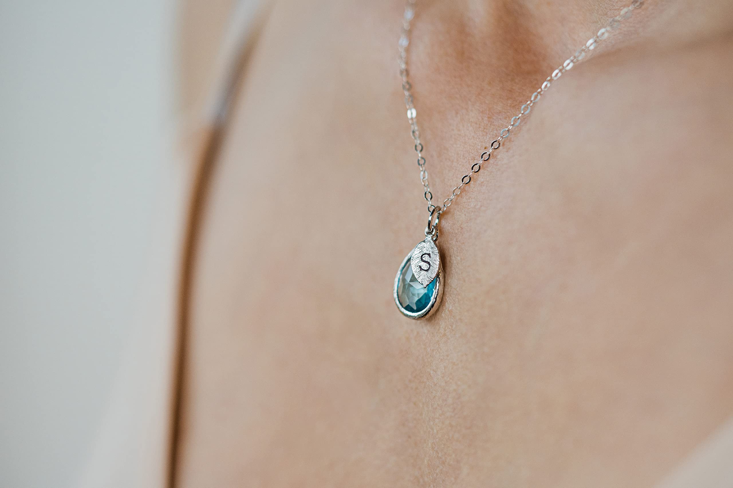 Personalized Aquamarine Necklace - March Birthstone Gift for Her | Bridesmaid Jewelry & Birthday Present