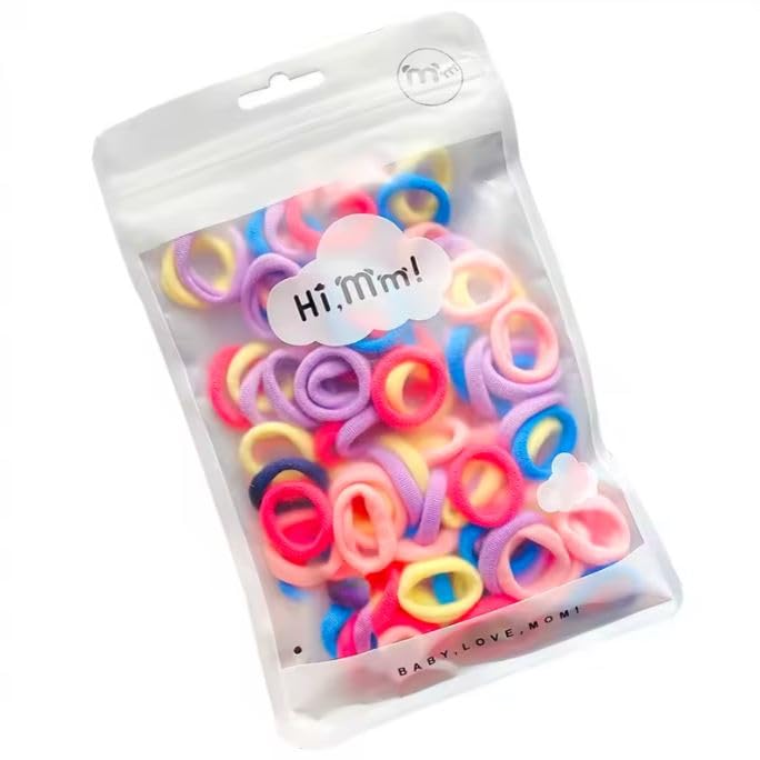 100 Pcs Hair Rubber Bands for Women - Strong Elastic Hair Ties for Thick, Heavy & Curly Hair - Ponytail Holders, Hair Bobbles in Multicolor - Perfect for Workouts, Office & Daily Styling