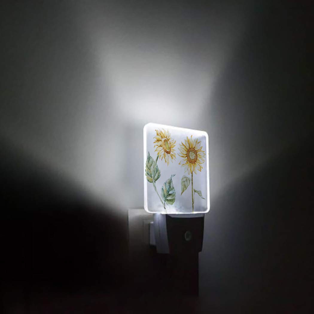 Sunflower LED Night Light with Auto Sensor - Plug in Wall Nightlight for Bathroom, Bedroom, Hallway - Bright & Dim Modes - Floral Decor for Kids, Girls & Adults - Perfect for Nighttime Safety & Cozy Ambience