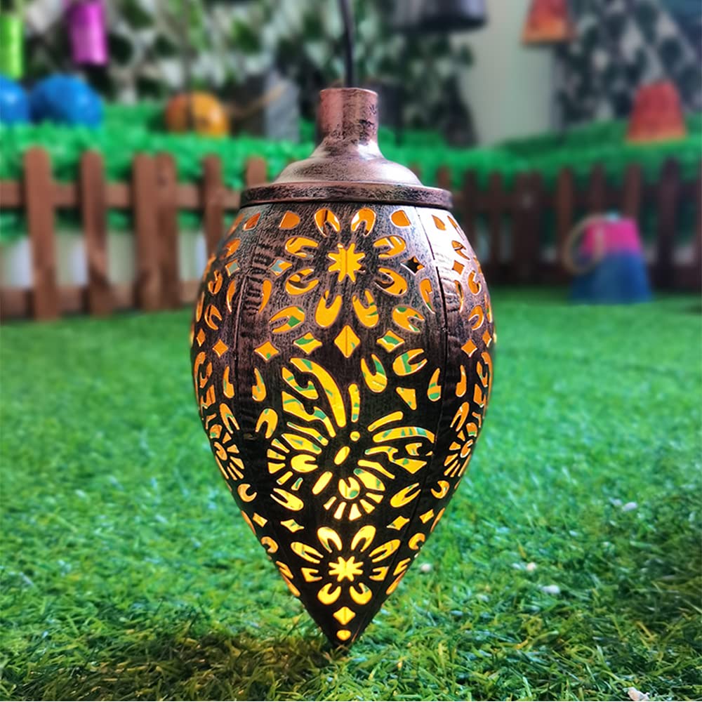 2 Pack Solar Lantern Outdoor Garden Lights - Waterproof Hanging Solar Powered Decorative Lighting for Patio, Lawn, Pathway, Terrace - Perfect for Backyard, Camping & Evening Ambience