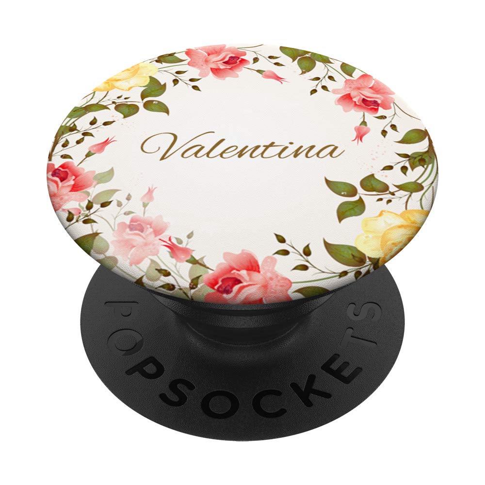 Valentina Floral Personalized PopSocket - Custom Name PopGrip for iPhone, Samsung & Tablets - Swappable Phone Stand & Grip - Perfect Gift for Birthdays, Valentines Day & Special Occasions