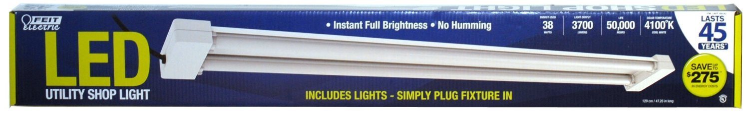 Feit 917972 50W LED Utility Shop Light - Bright 5000K Daylight, Dimmable, Energy Efficient for Garage, Workshop, Basement & Warehouse Lighting