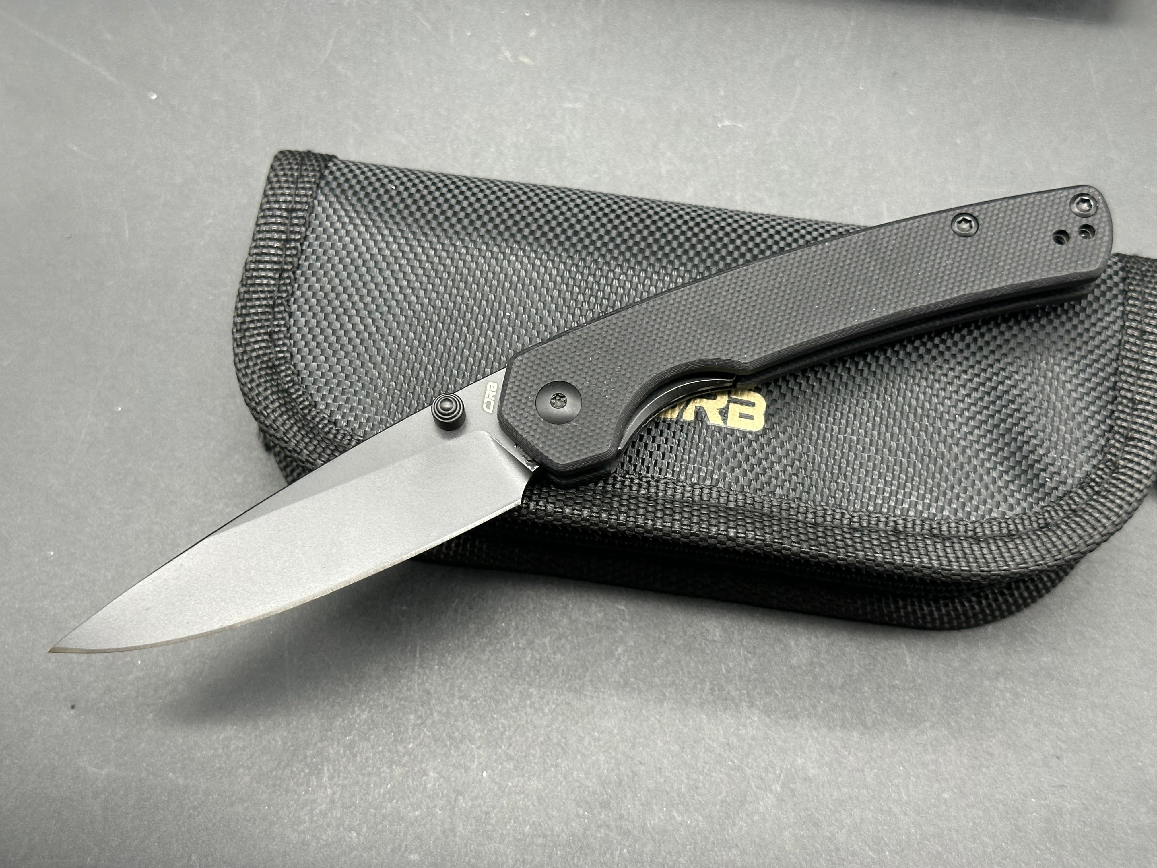 CJRB KAIN Folding Pocket Knife - Black G10 & Aluminum Handle, AR-RPM9 Steel Drop Point Blade - EDC, Camping, Hiking & Outdoor Survival Tool