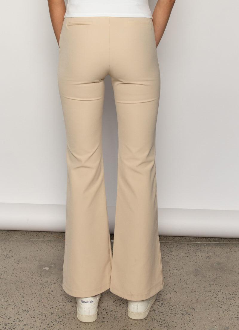Ice Glider Pants for Women - Soft Stretchy Beige Yoga Pants with High Waist & Pockets | Perfect for Yoga, Running, Lounge & Travel