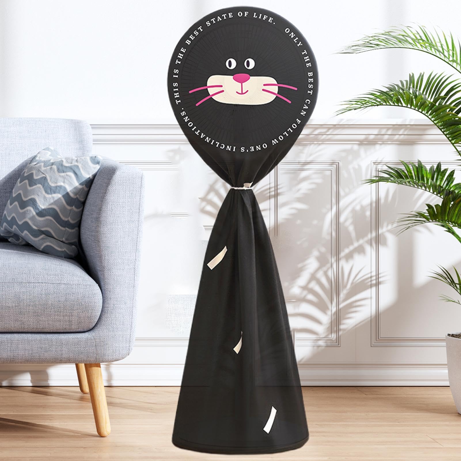 Cat Design Pedestal Fan Cover - Washable Round Electric Fan Guard & Dust Protector for Standing Floor Fans | Safety Dustproof Cover for Home, Office, and Nursery Use