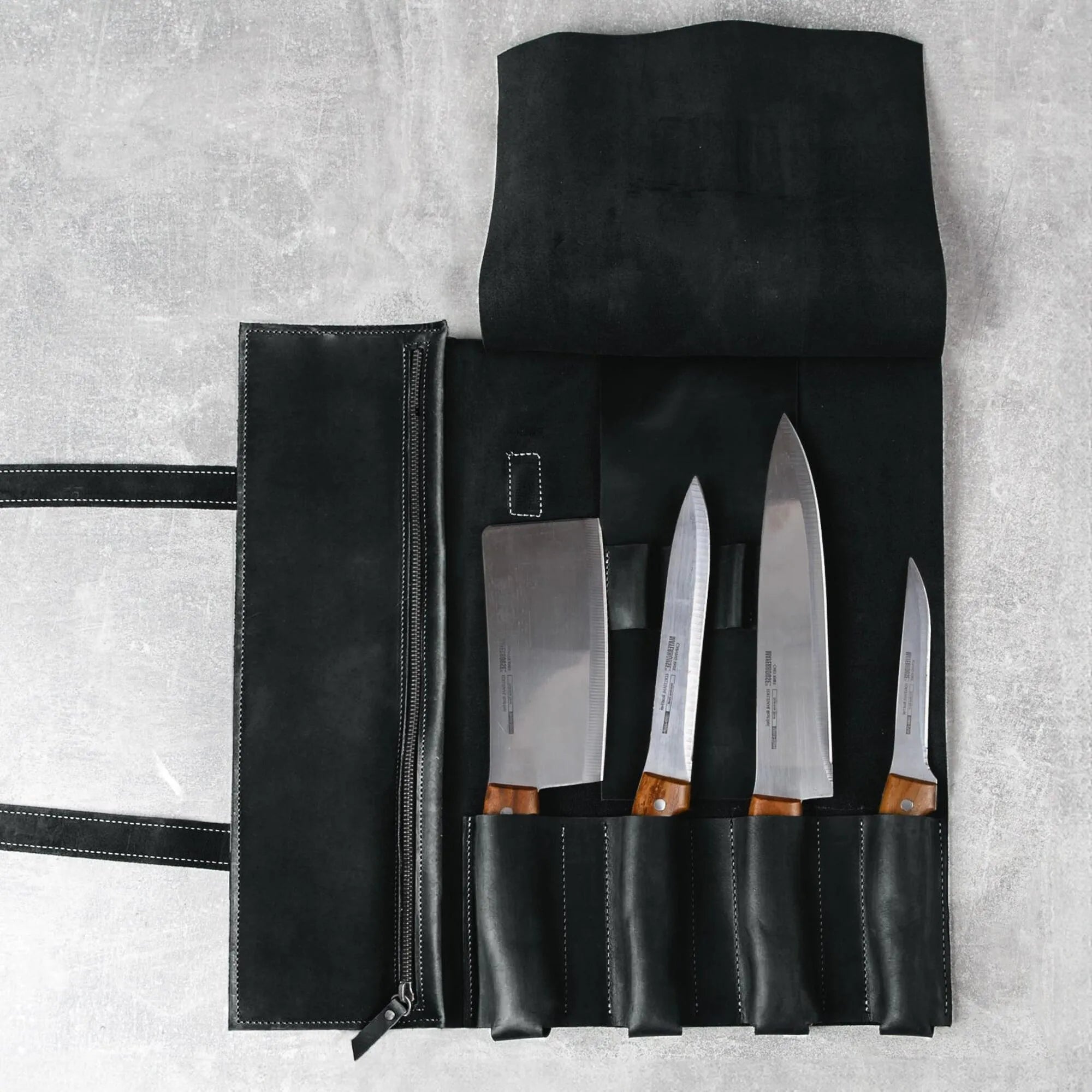 Premium Leather Knife Roll for Chefs & Butchers - Durable Professional Knife Storage Case with 12 Slots - Perfect for Kitchen, Camping & Culinary Gifts