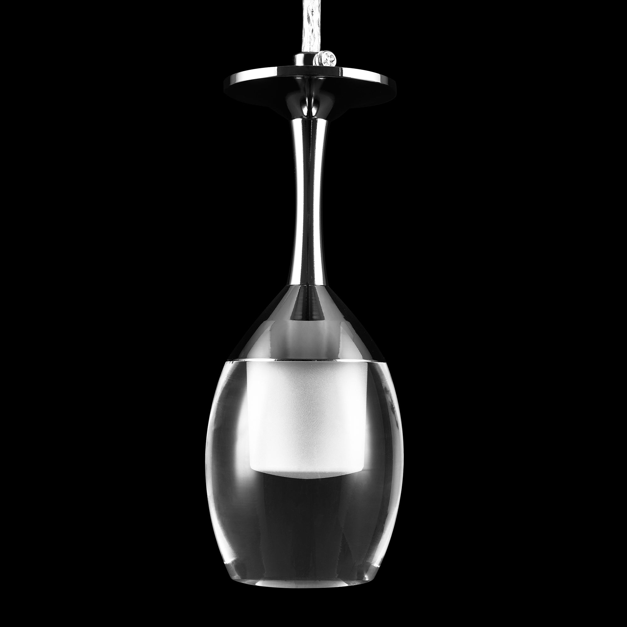 Bacchus Clear Acrylic Red Wine Glass Shaped Smart RGB Pendant Light - Modern LED Hanging Lamp for Dining Room, Bar, and Home Decor