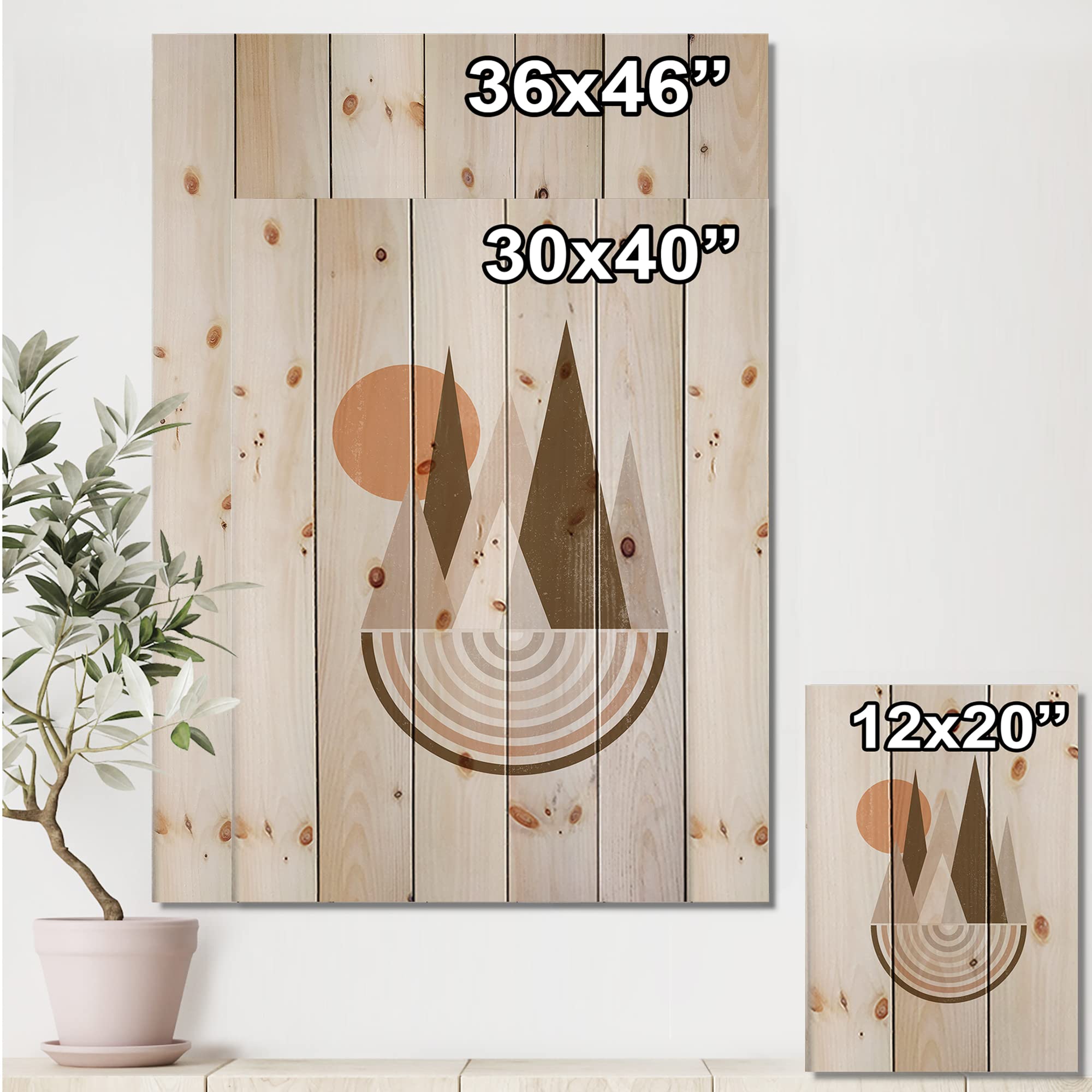 Minimalist Mountain Landscape Wood Wall Art - Modern Pine Decor for Living Room