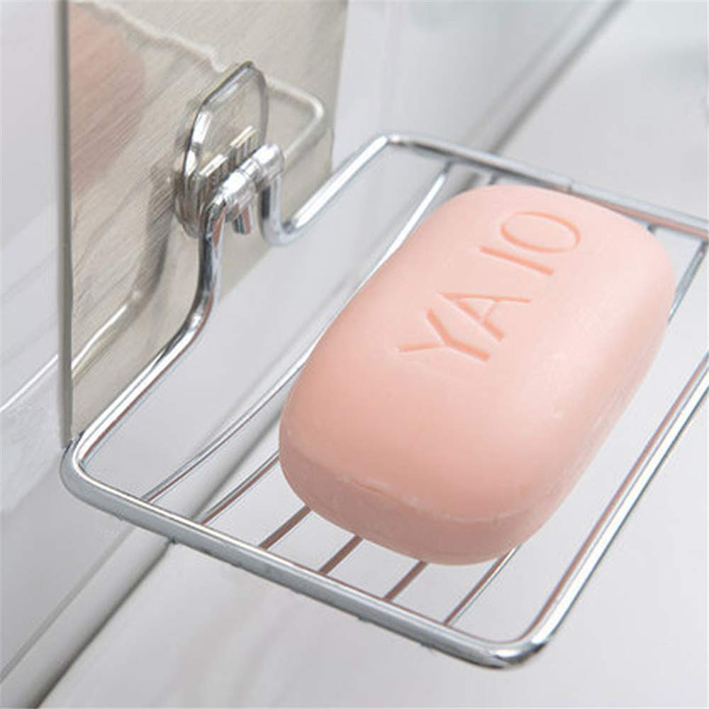 Stainless Steel Soap Dish Holder 2 Pack - Self Adhesive Wall Mounted Soap & Sponge Storage Rack for Kitchen, Bathroom, Shower - Durable & Rustproof (Silver) | Perfect for Small Space Organization & Wet Area Storage