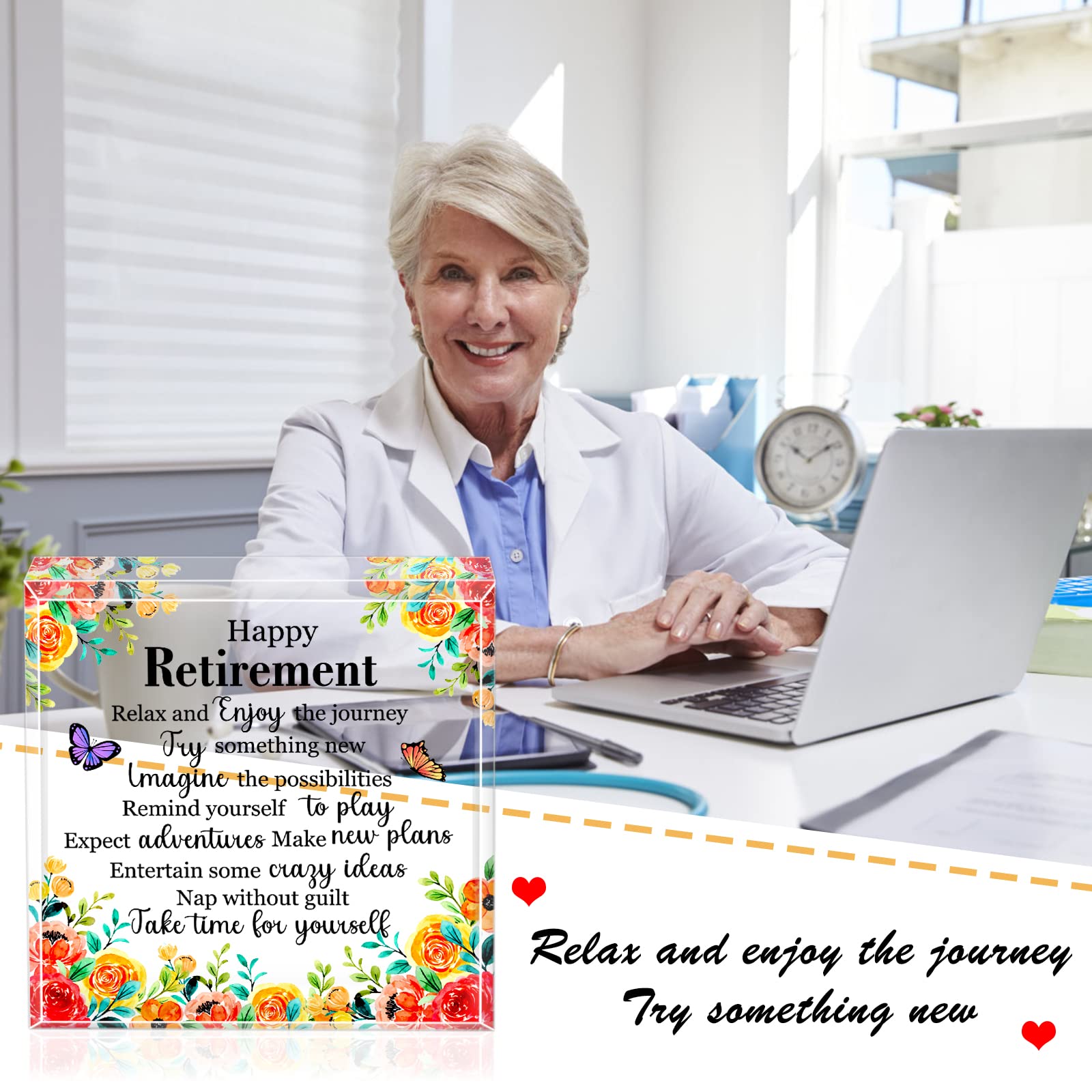 Happy Retirement Gifts for Women & Men - Teacher, Nurse, Mom - for Office & Home