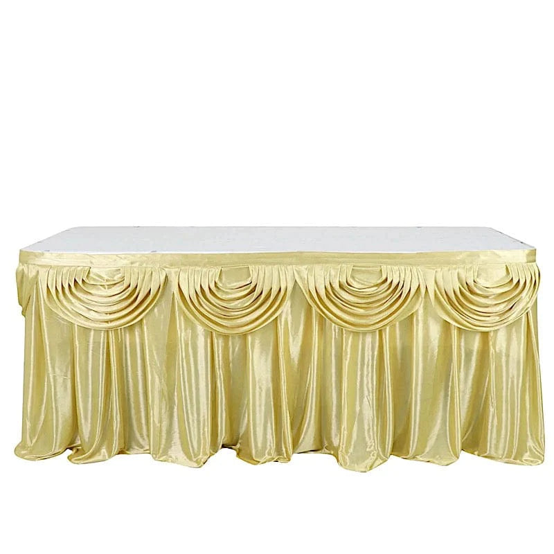 Elegant Satin Table Skirt - Classic Drape Tablecloth for Wedding, Banquet & Party Decor - Perfect for Formal Events & Home Decorations