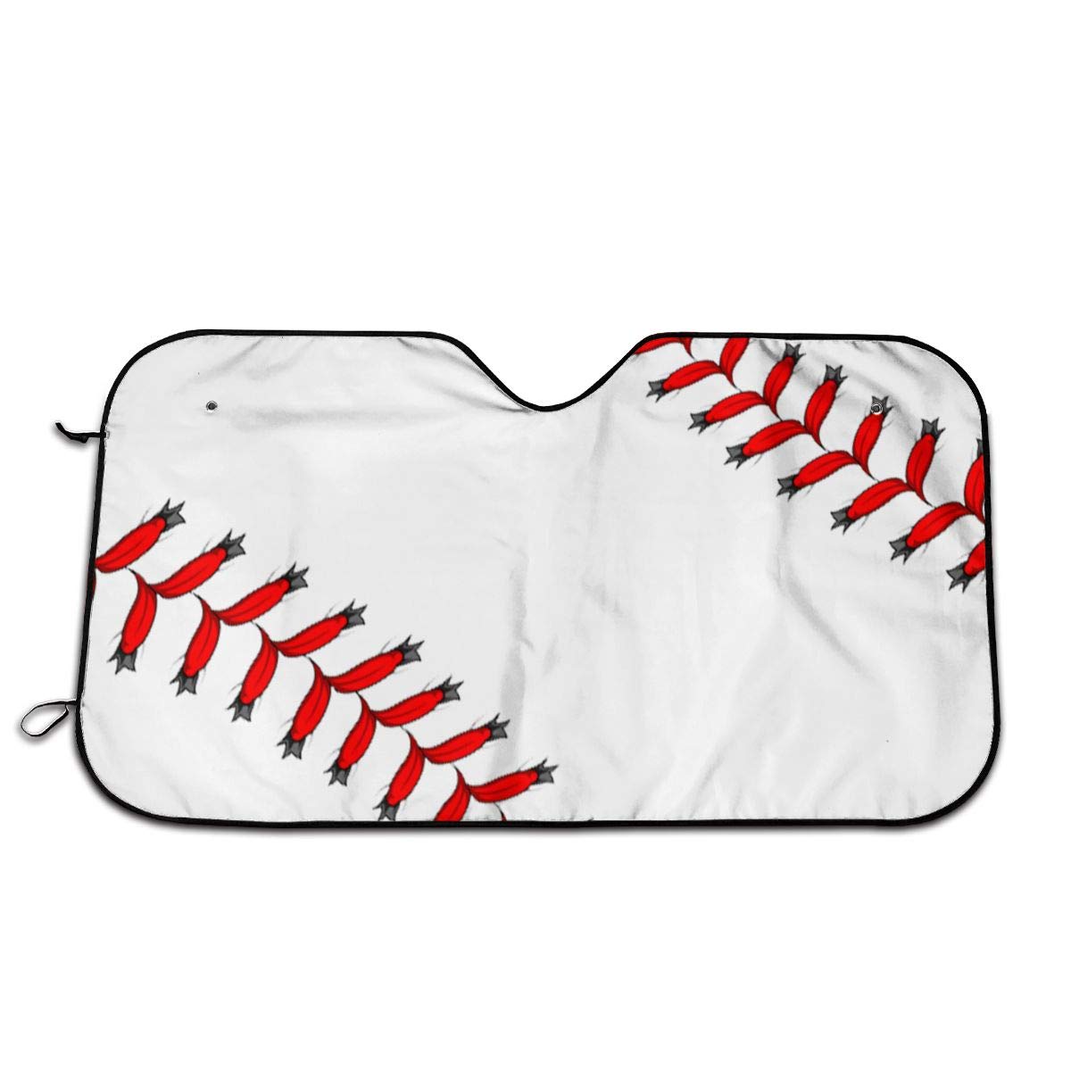 Universal Car Windshield Sun Shade for SUV, Truck & Sedan - UV Protection Baseball & Softball Laces Design | Blocks Heat, Protects Interior & Keeps Vehicle Cool | Perfect for Parking, Travel & Outdoor Activities