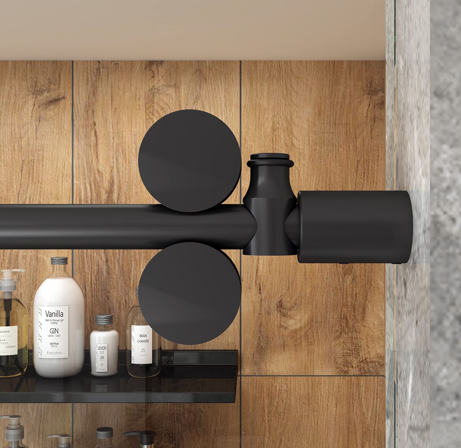 5FT Frameless Black Sliding Glass Shower Door Kit with Rolling Track Hardware - DIY Installation for Modern Bathroom & Barn Style Showers