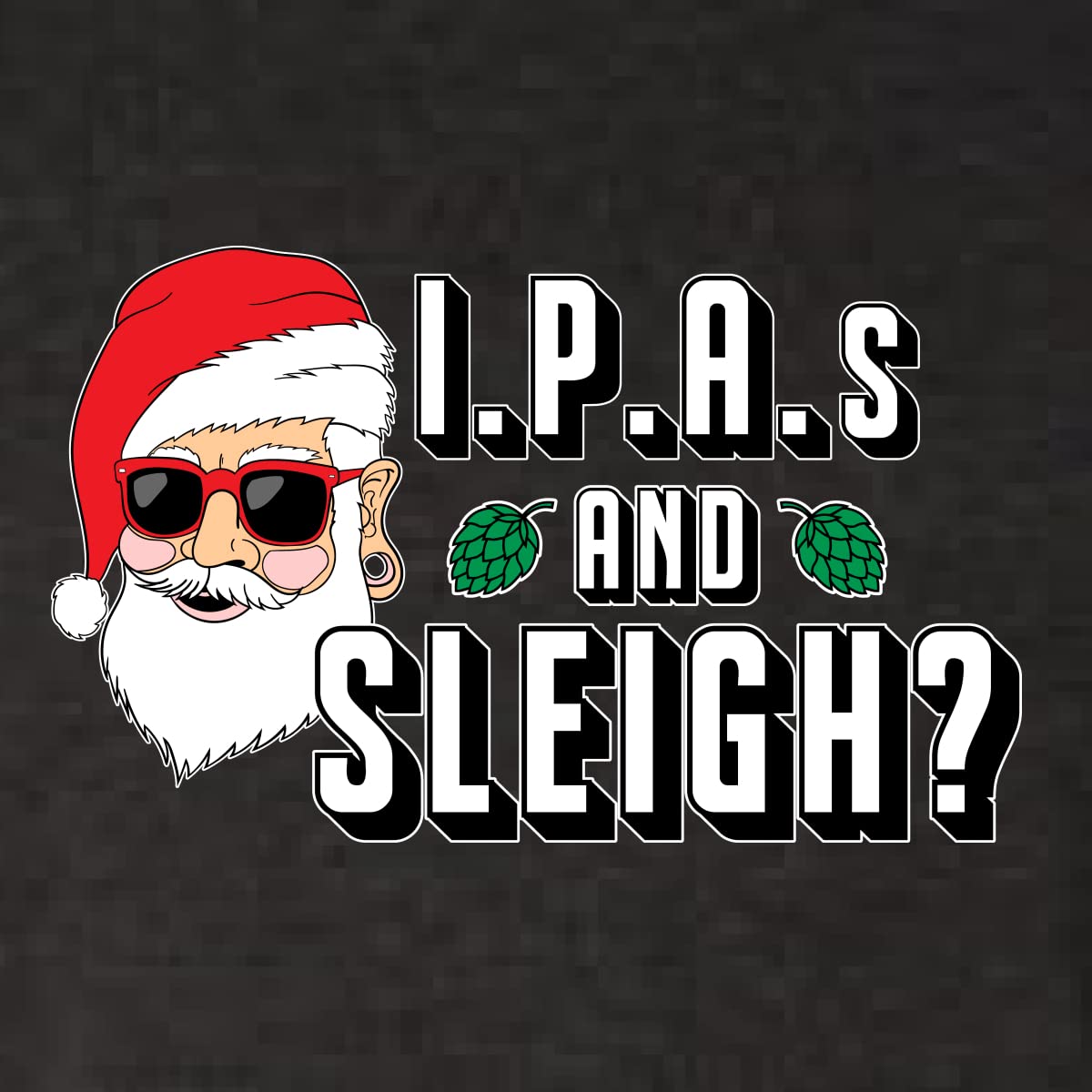 Trendy Santa IPA & Sleigh Print Christmas Tri-Blend Racerback Tank Top for Women - Festive Holiday Party Outfit & Gift Idea