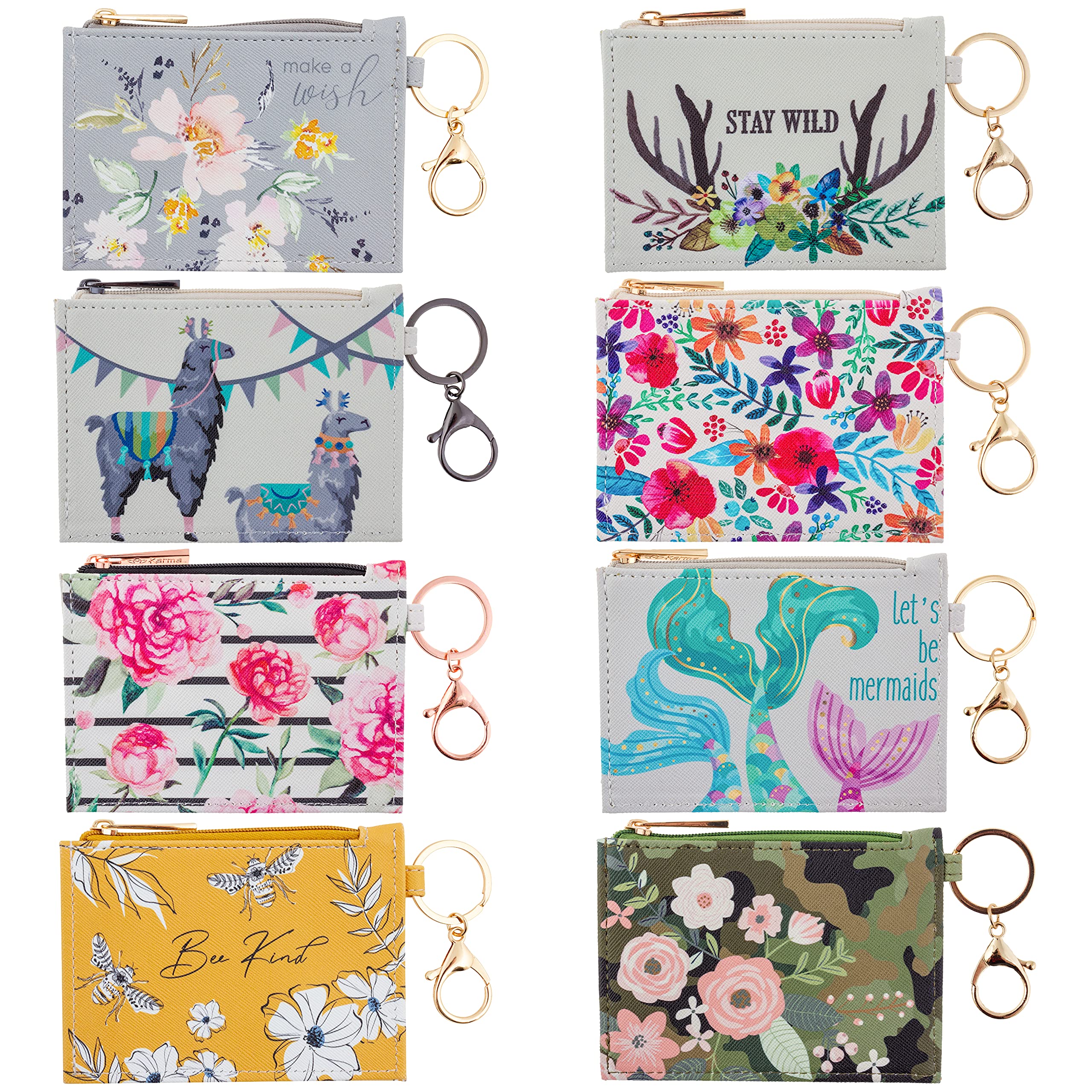 Karma Gifts - Stylish Zip ID Holder with Marlow Flower Design - Perfect for Work, Travel, and Everyday Use
