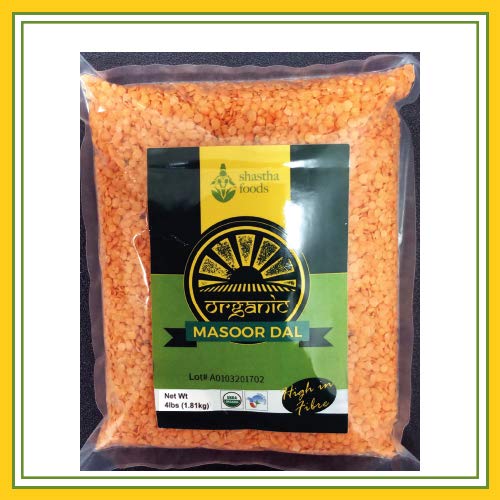 Organic Masoor Dal 4 Lbs - USDA & Indian Certified | Premium Red Lentils for Indian Cooking, Vegan Protein Source, Soups & Stews