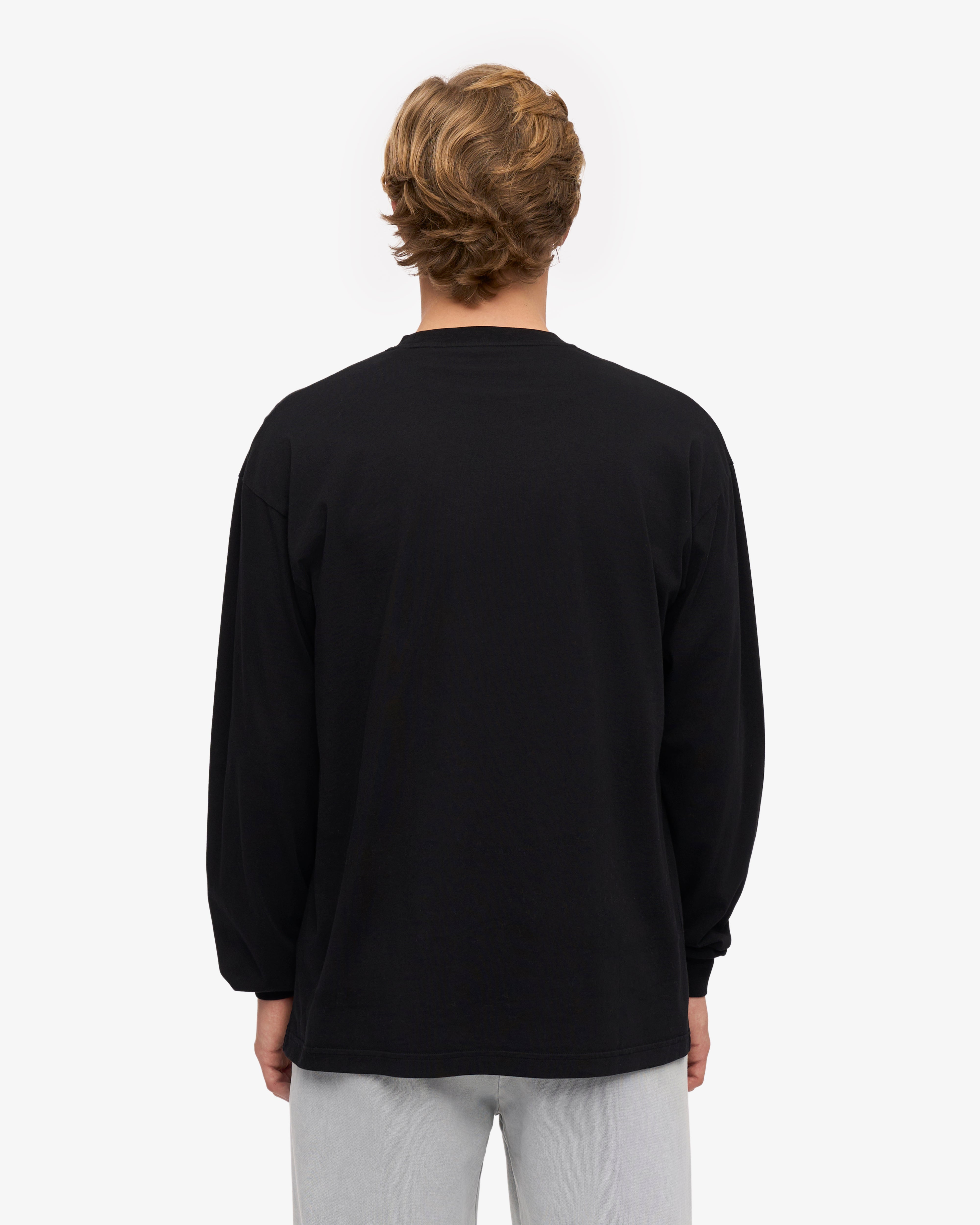 Oversized Organic Long Sleeve T-Shirt for Women - Soft Cotton Deep Black Top - Perfect for Casual Wear, Layering & Street Style Fashion
