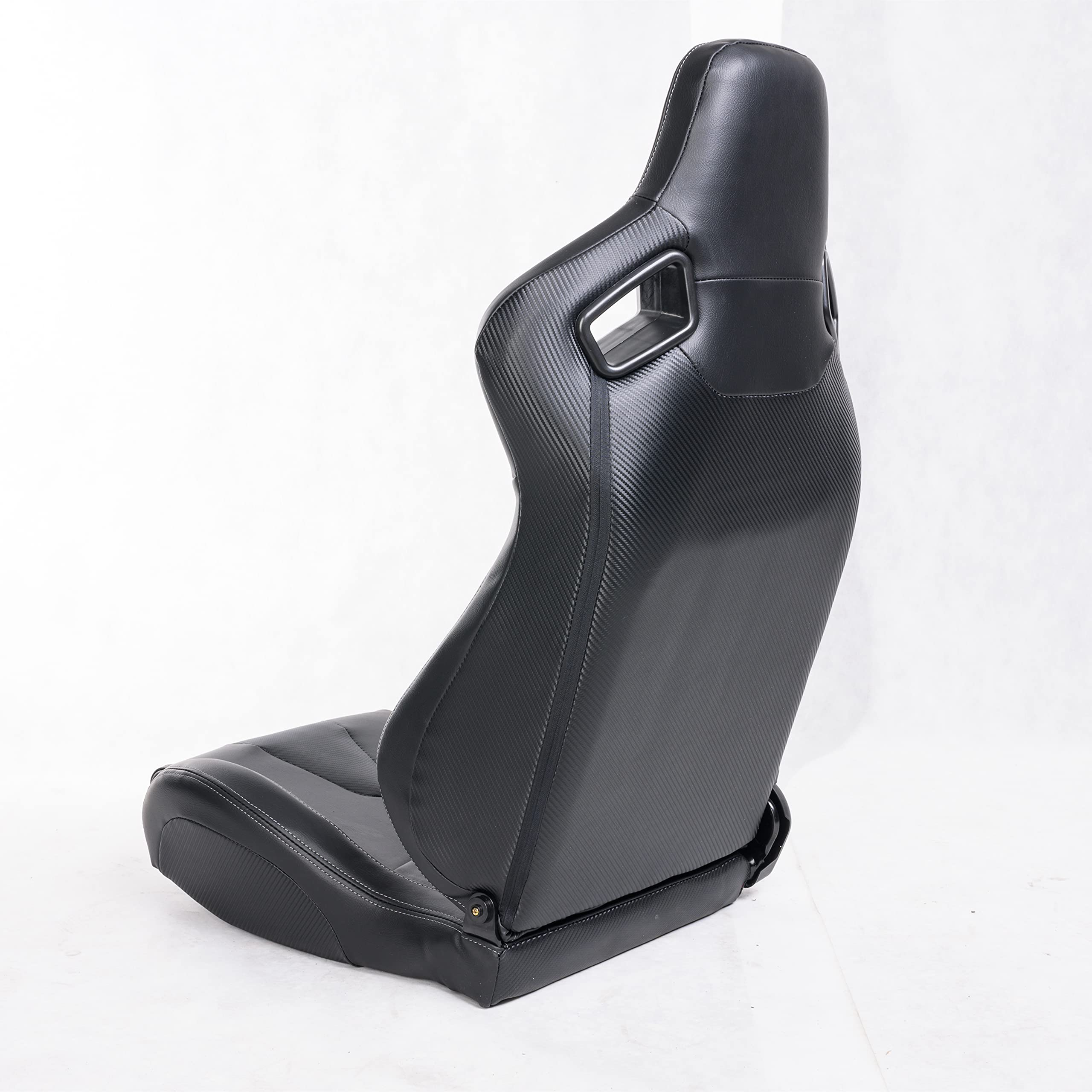 Universal Black PVC Leather Racing Bucket Seats with Gray Stitch - Left/Right Pair (JIABEIR Logo) - Includes Dual Lock Slider (Seat Bracket Not Included) - Perfect for Car Racing, Drifting, and Performance Vehicle Upgrades