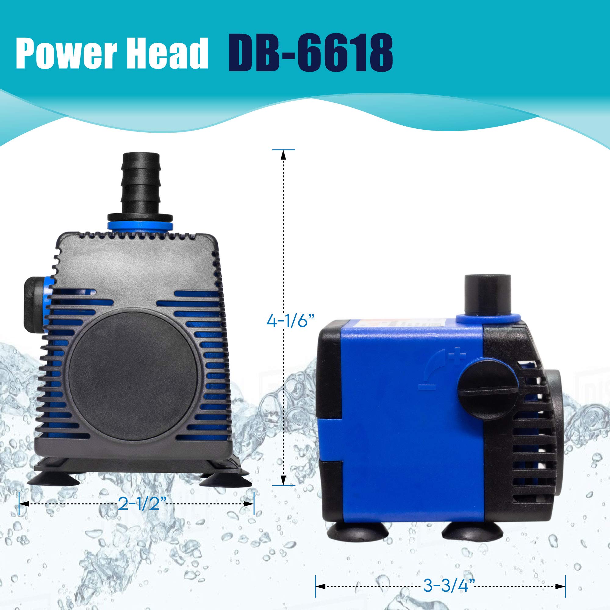 320 GPH Submersible Water Pump (1200L/H, 22W) - Ultra Quiet Adjustable Fountain Pump for Ponds, Aquariums, Fish Tanks, Hydroponics, Water Features & Statues - Ideal for Home Decor, Garden Landscaping & Indoor Water Circulation (9-Piece Set)